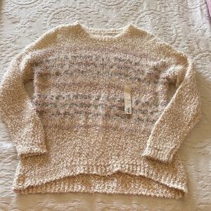SO BNWT Cream,Pink & Brown Textured Sweater
